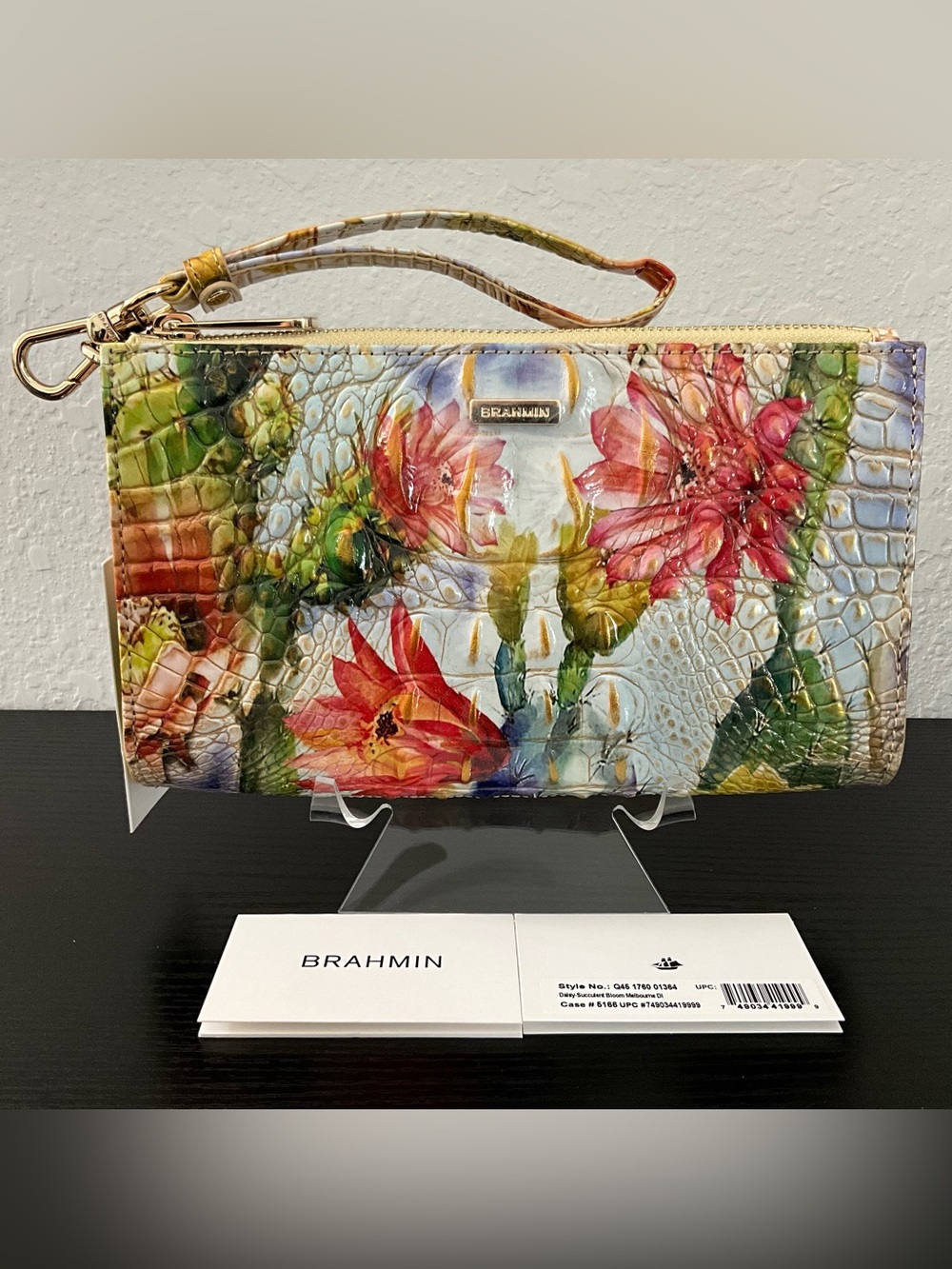 Brahmin Daisy SUCCULENT BLOOM MELBOURNE DI Wristlet Clutch Makeup Bag